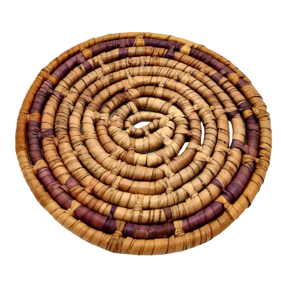 4 Handcrafted Vintage African Coil Basket Woven Wicker Rattan Trivets Wall Decor - Picture 10 of 16